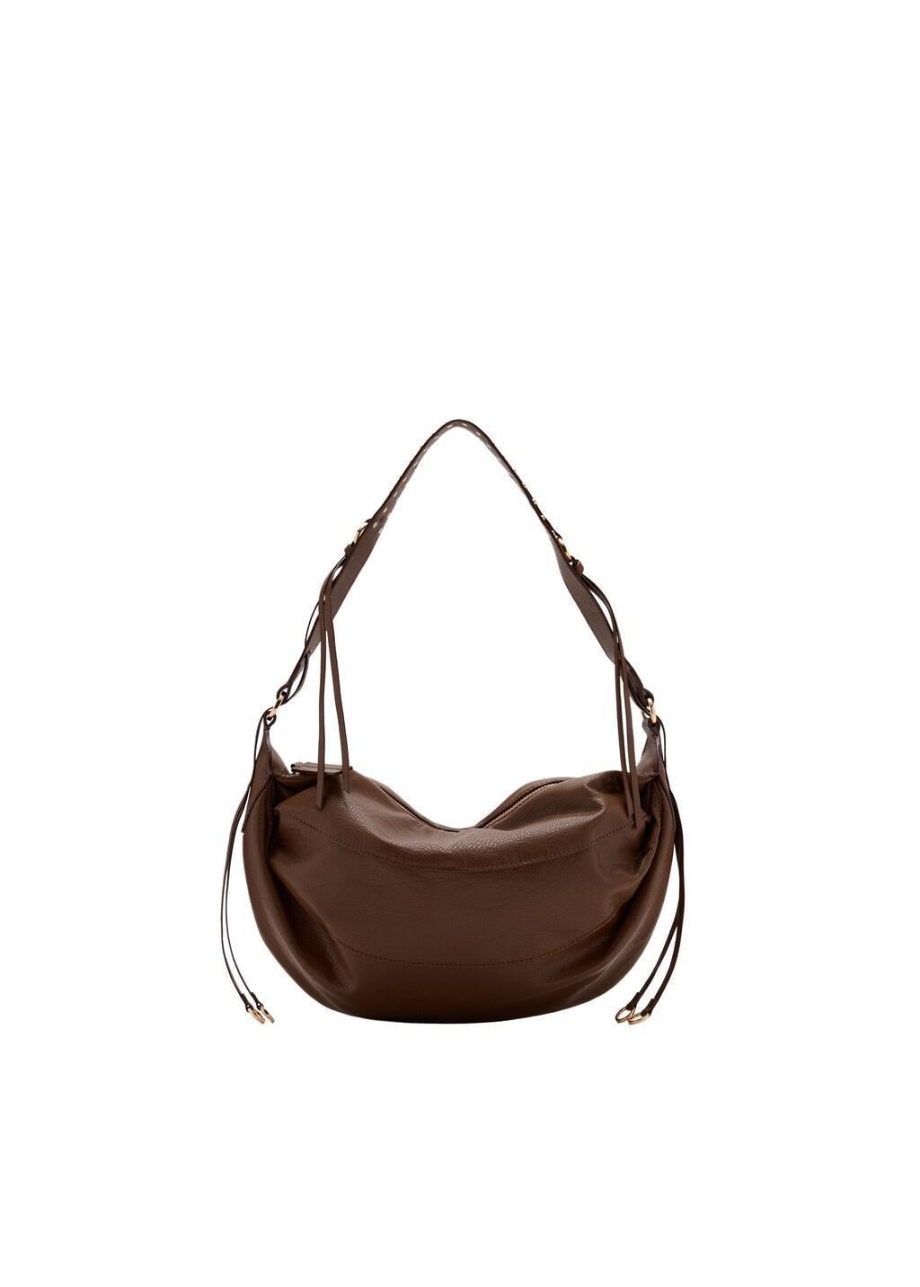 Brown Oval Shoulder Bag, Medium Brown, medium