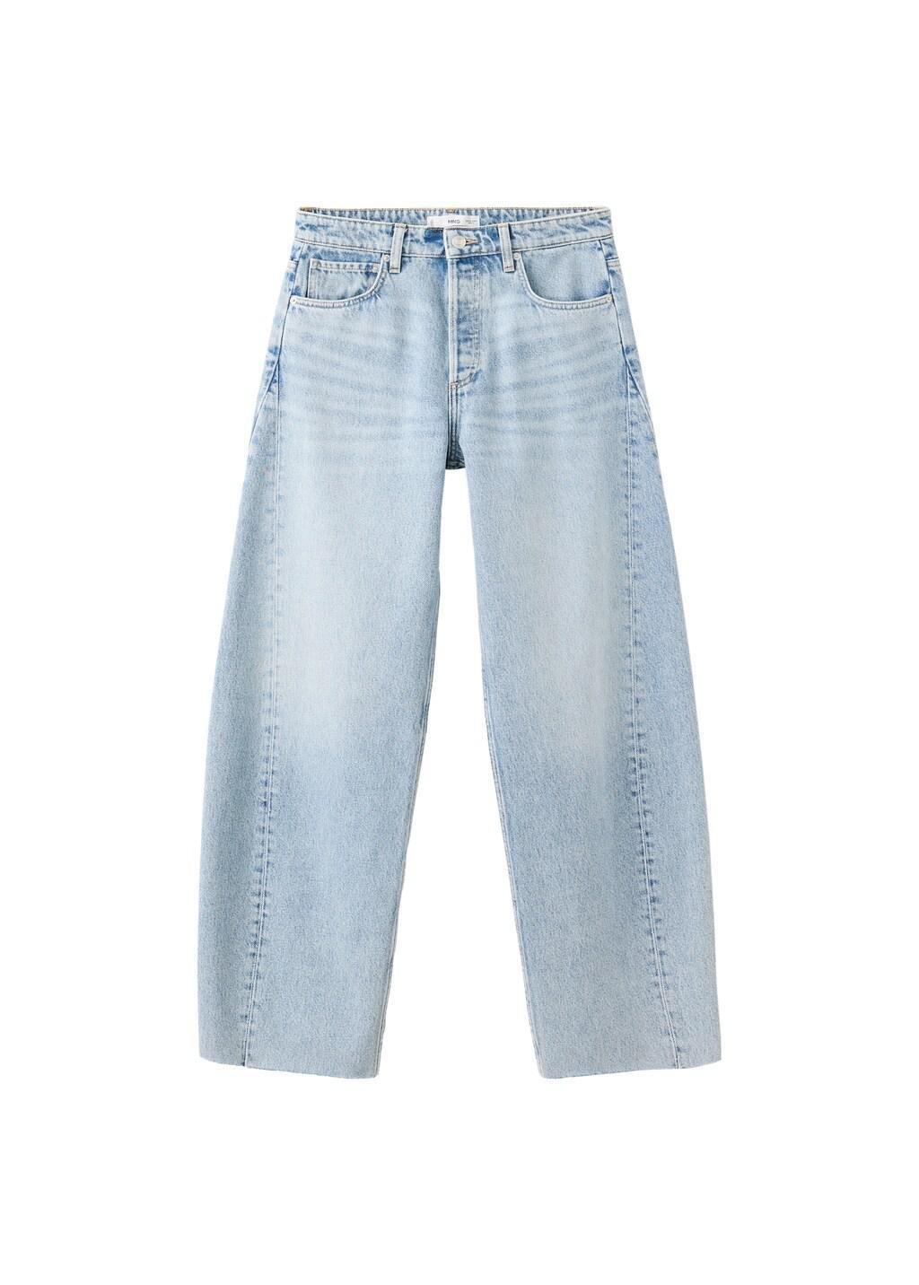 Blue Mid-Rise Balloon Jeans, Open Blue, large image number 2