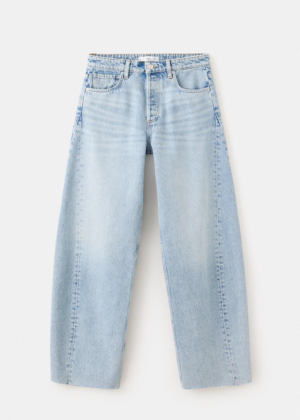 Blue Mid-Rise Balloon Jeans, Open Blue, large image number 3