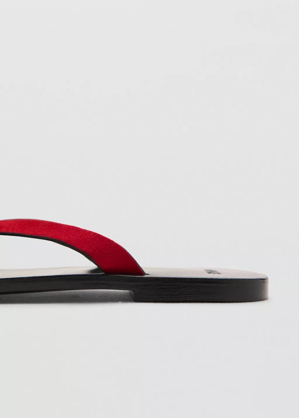 Red Leather Straps Sandals, Red, medium
