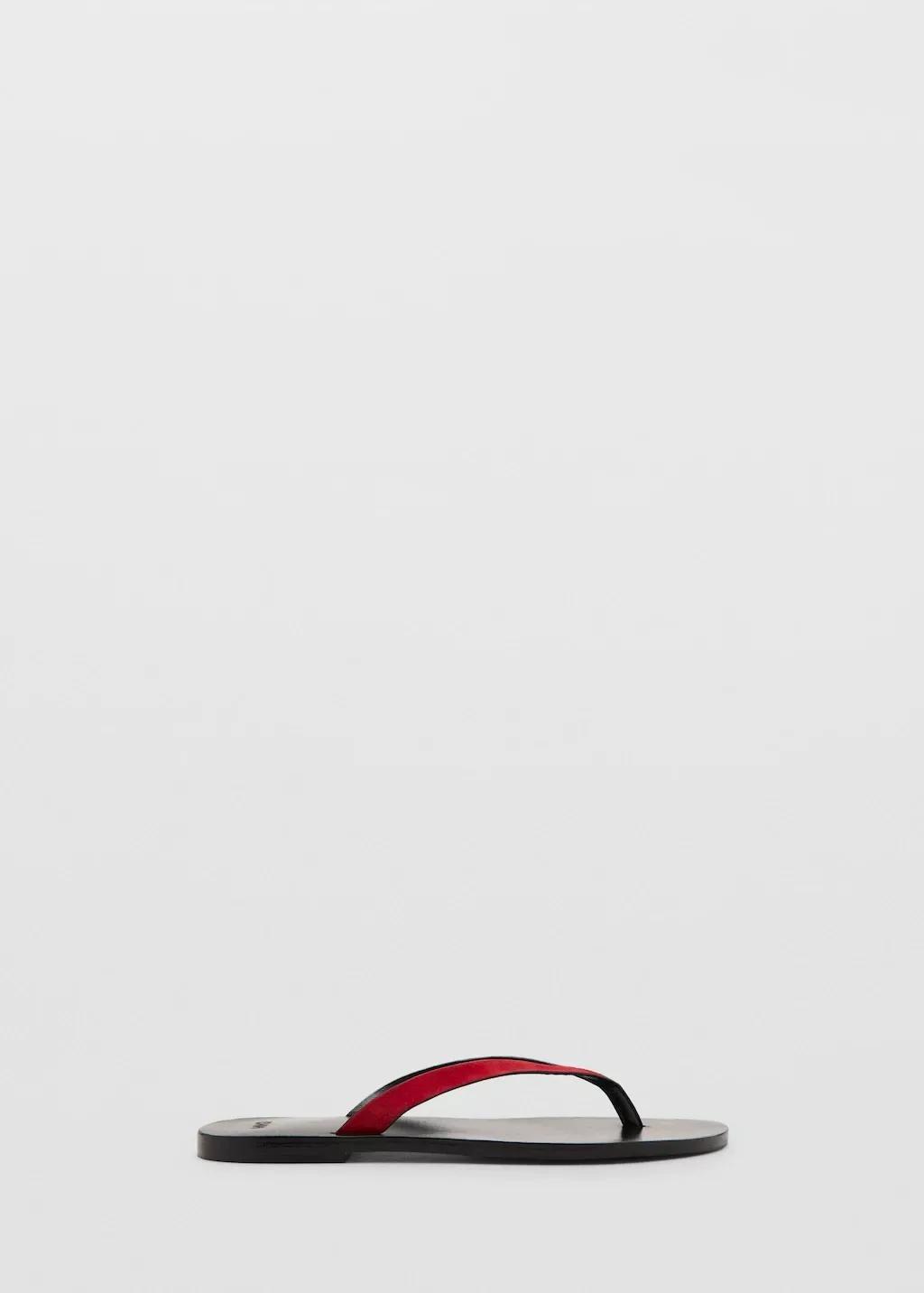 Red Leather Straps Sandals, Red, large image number 3