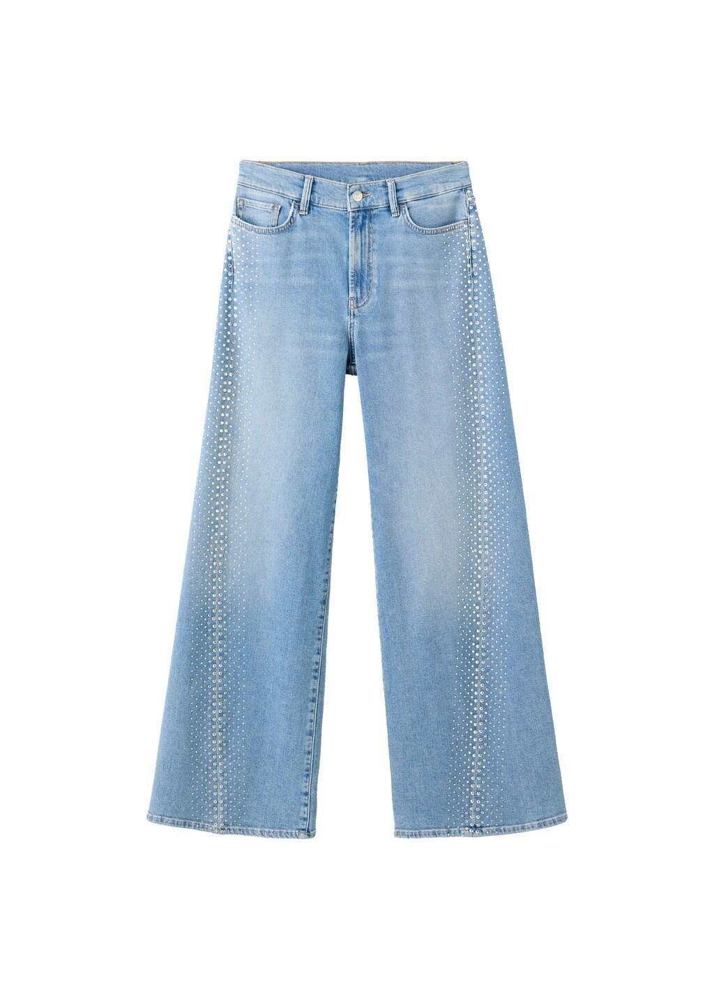 BLUE Shiny wide-leg jeans, Women, Open Blue, large image number 3