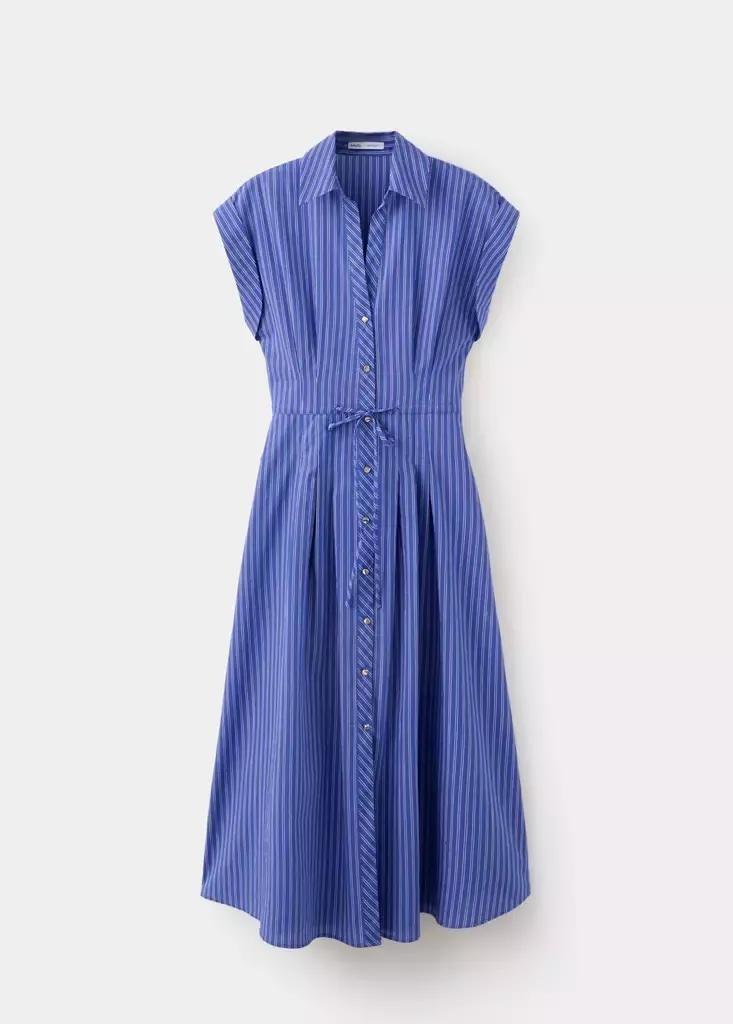 Blue Striped Shirt Dress, Medium Blue, medium