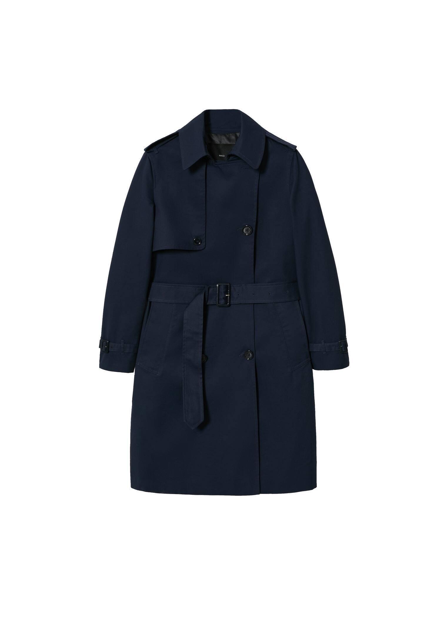 Navy Cotton Classic Trench Coat, , large image number 2