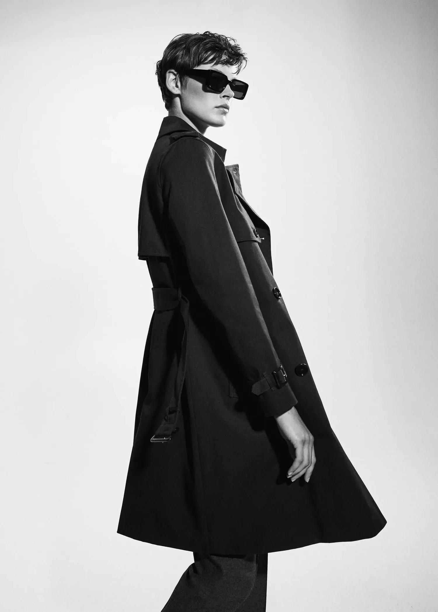 Navy Cotton Classic Trench Coat, , large image number 5