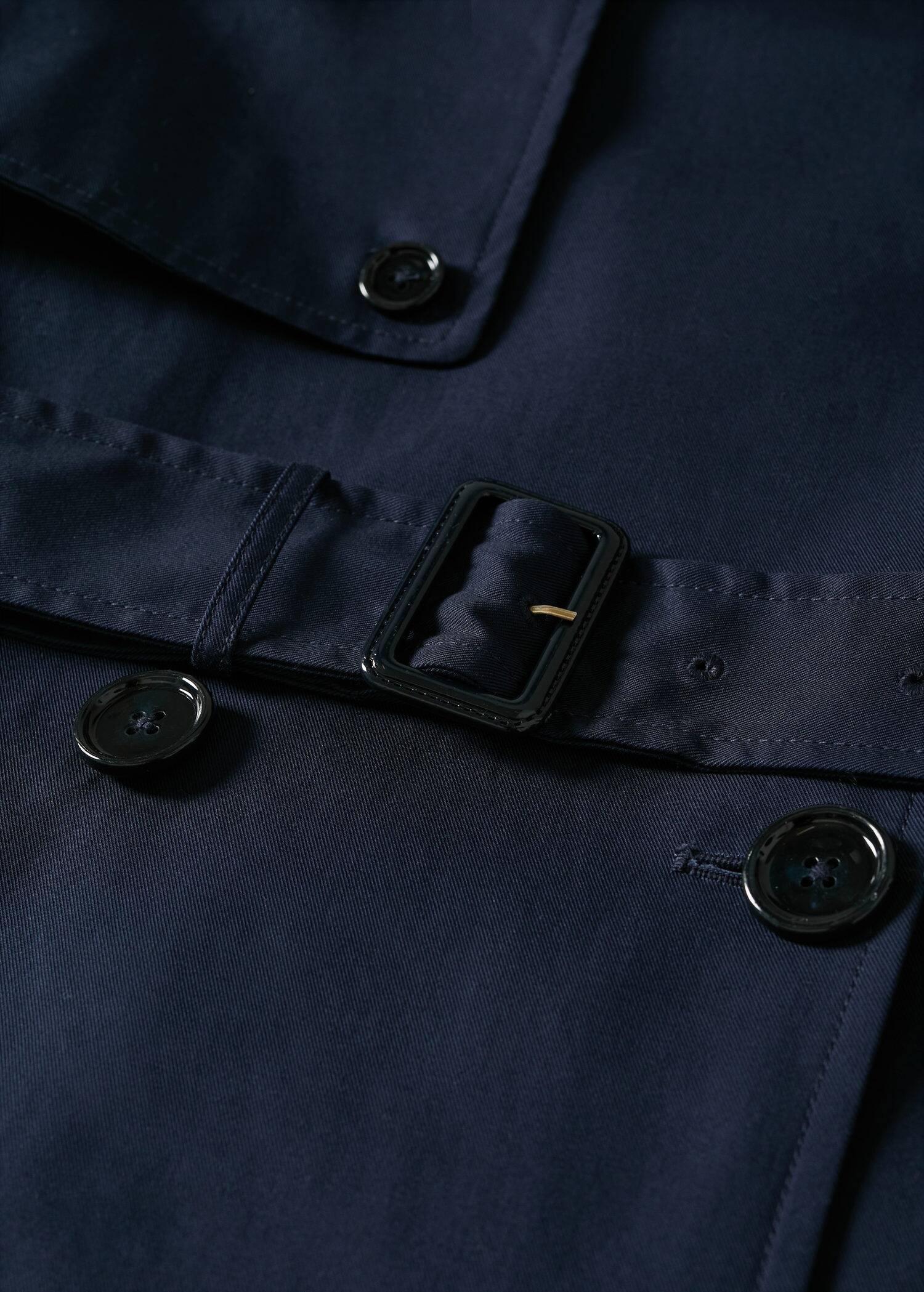 Navy Cotton Classic Trench Coat, , large image number 8