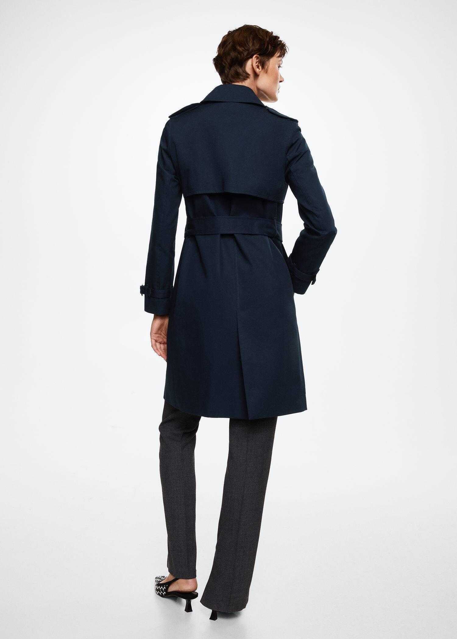 Navy Cotton Classic Trench Coat, , large image number 10