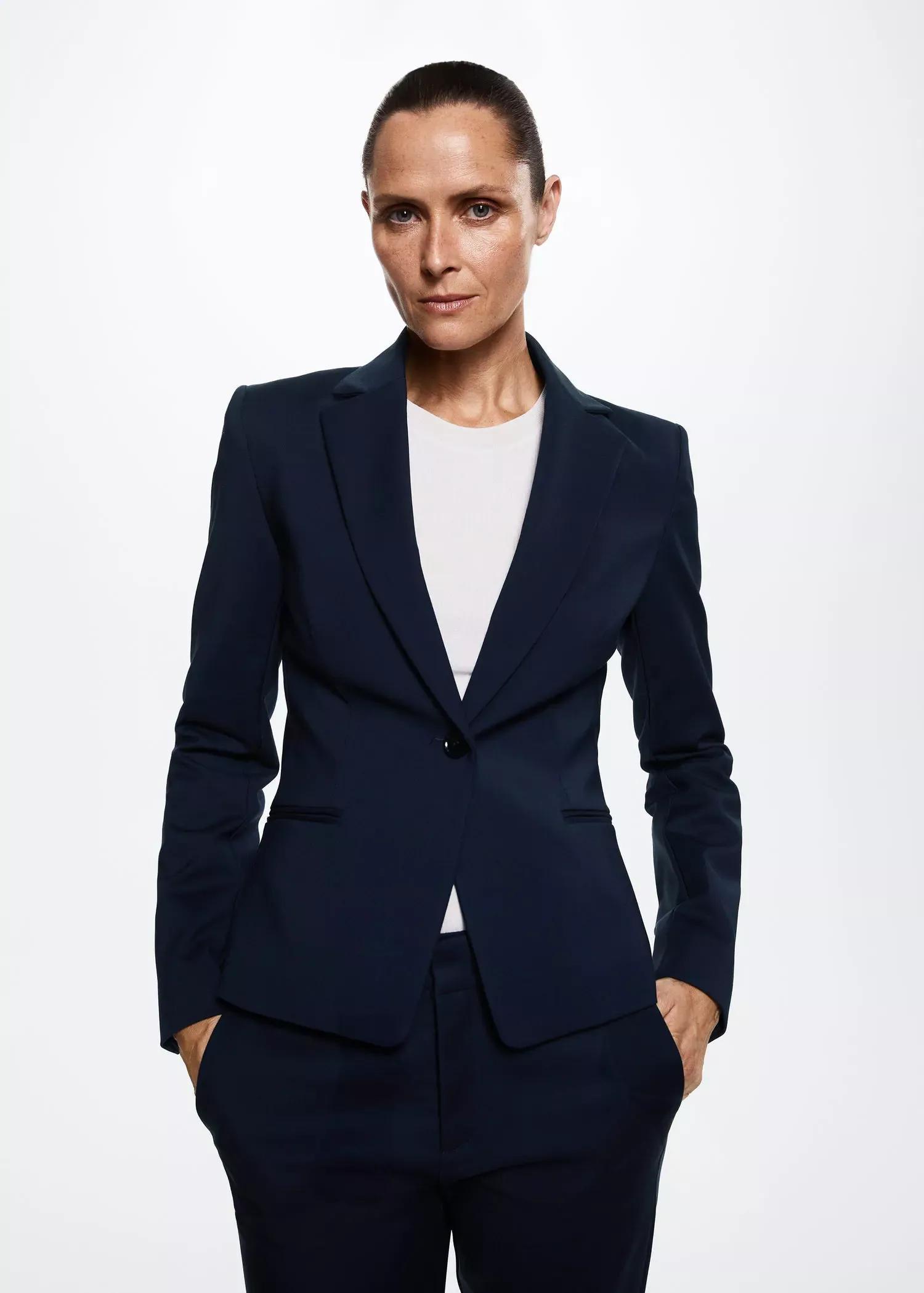 Navy Structured Suit Blazer, , large image number 0