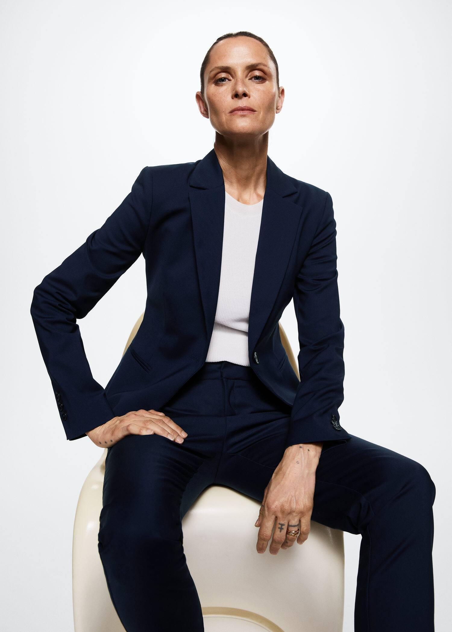 Navy Structured Suit Blazer, , large image number 1