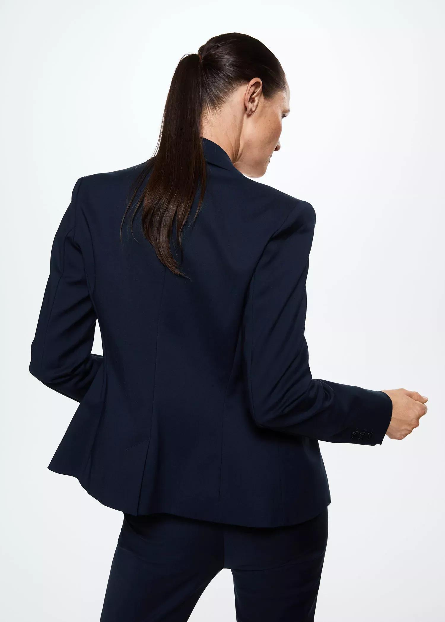 Navy Structured Suit Blazer, , large image number 4