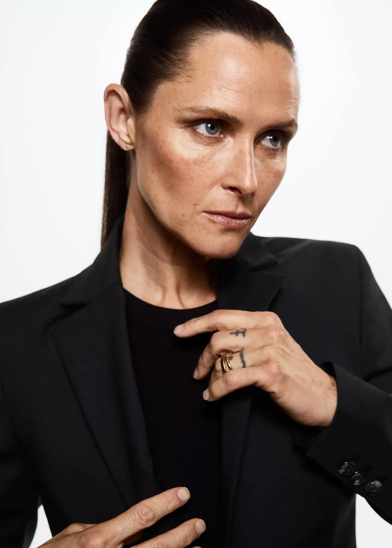Black Structured Suit Blazer, , large image number 2