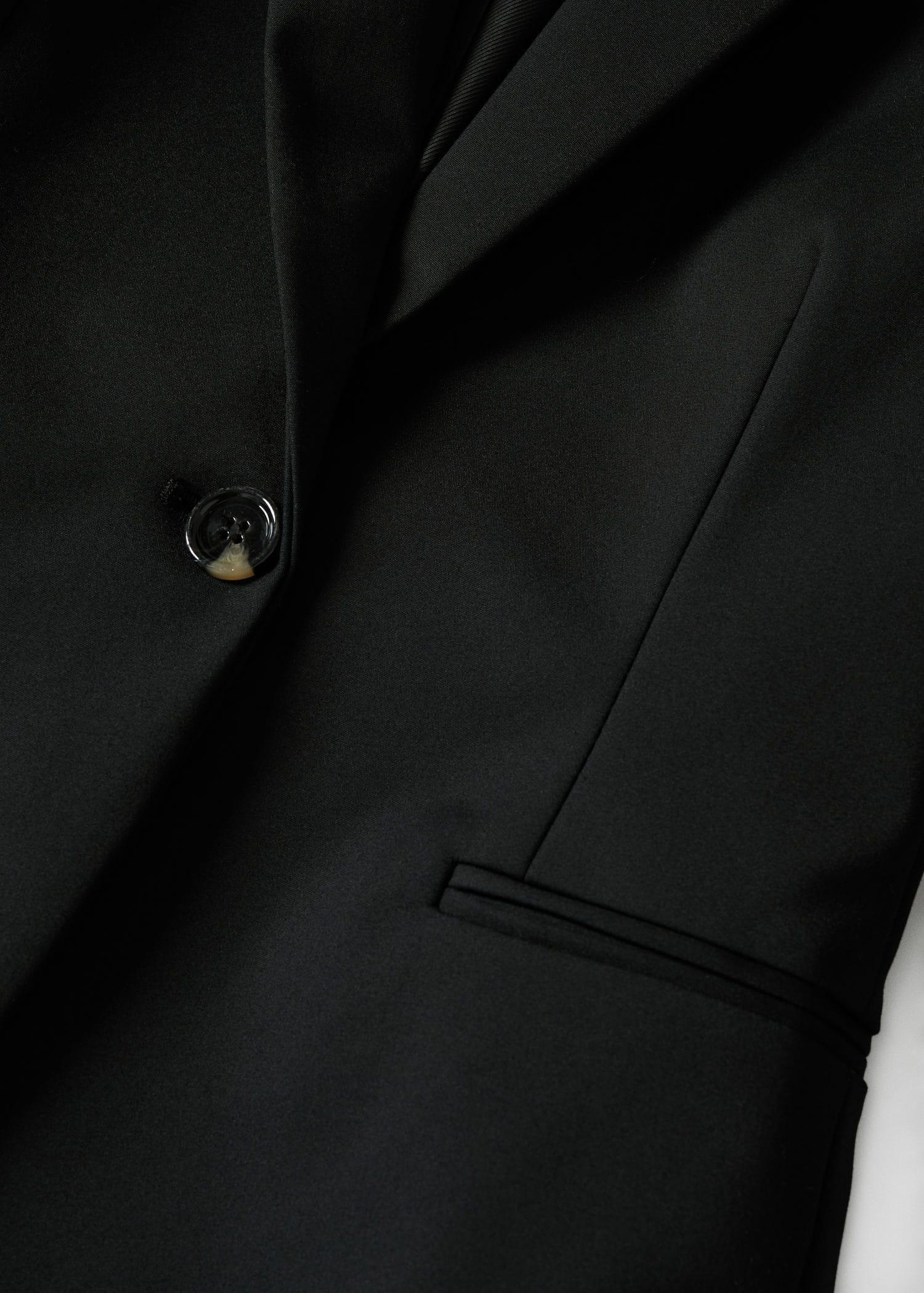 Black Structured Suit Blazer, , large image number 3