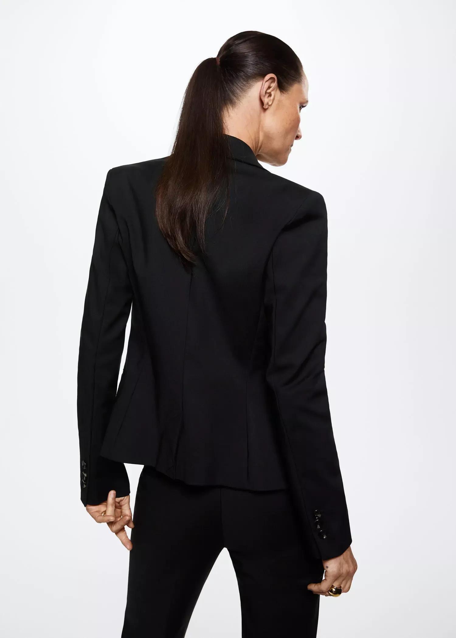 Black Structured Suit Blazer, , large image number 4