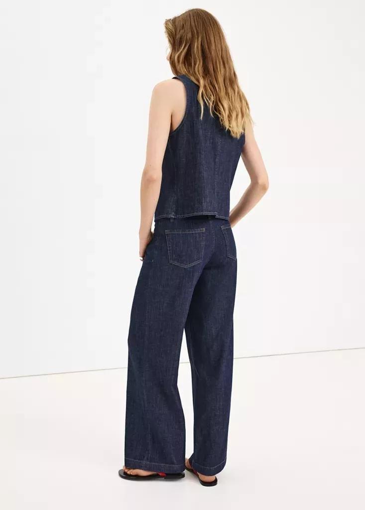 Blue Wide Leg Rinse-Wash Jeans, Open Blue, large image number 2