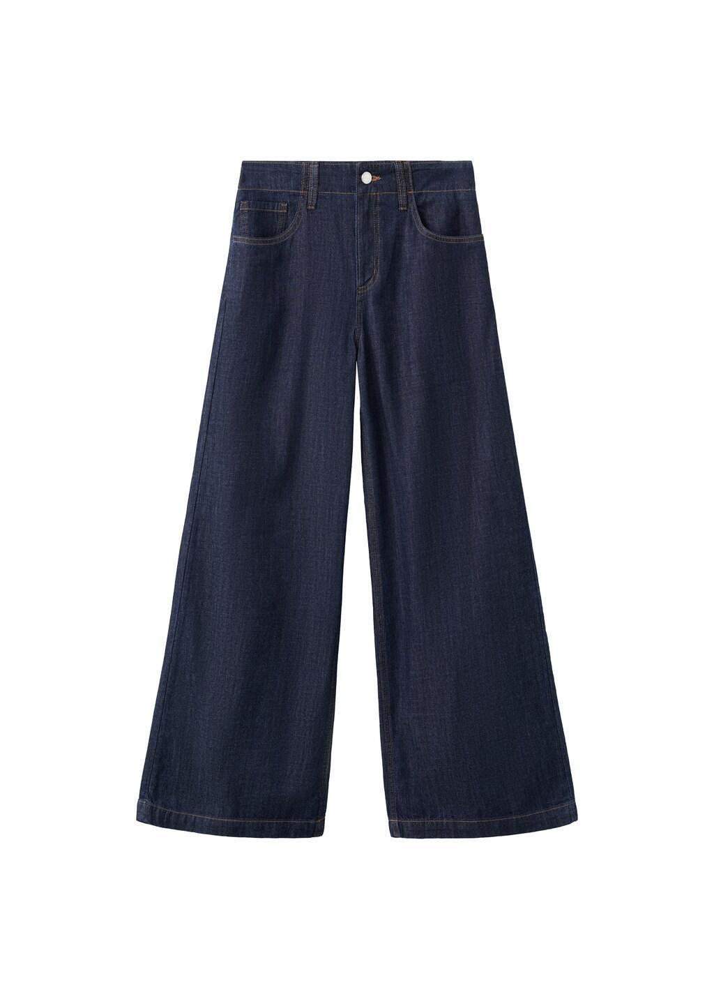 Blue Wide Leg Rinse-Wash Jeans, Open Blue, large image number 5