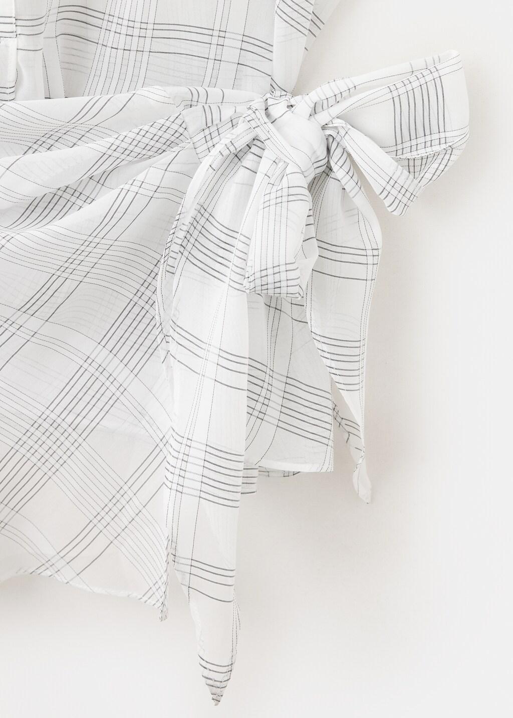 Beige Bow Check Shirt, Light Beige, large image number 1