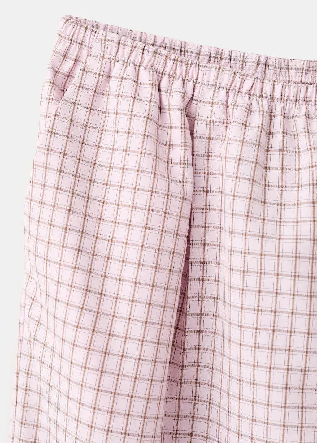 Pink Lt Pastel Checked Plaid Baggy Trousers, Light-Pastel Pink, large image number 1