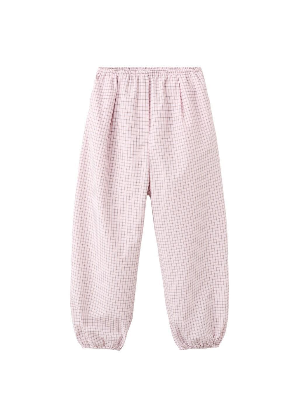 Pink Lt Pastel Checked Plaid Baggy Trousers, Light-Pastel Pink, large image number 4