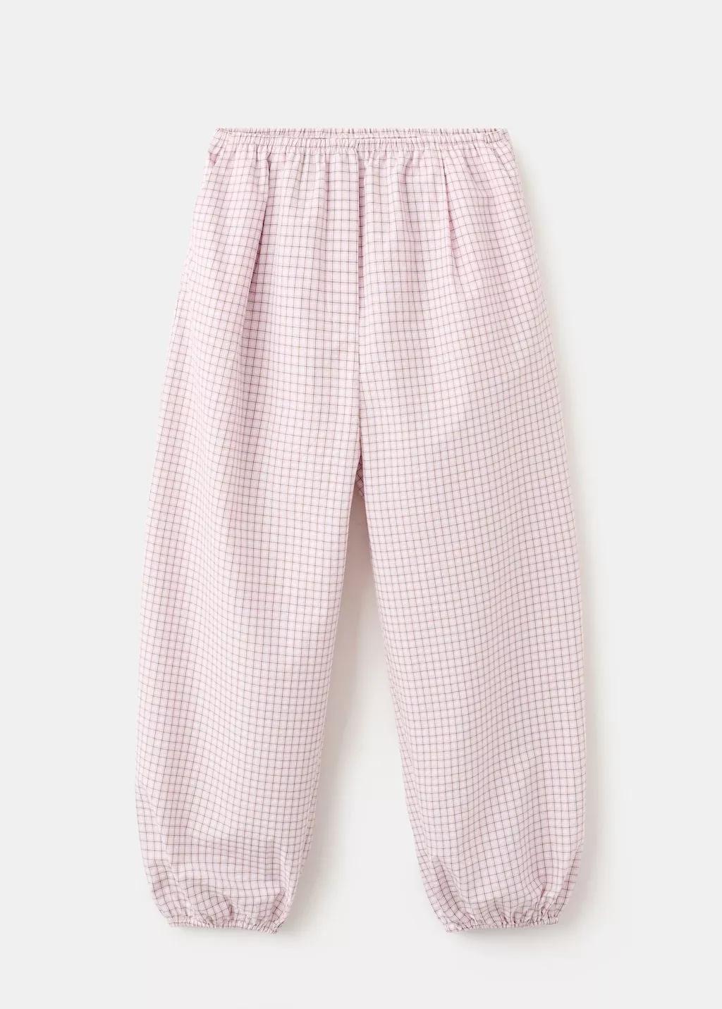 Pink Lt Pastel Checked Plaid Baggy Trousers, Light-Pastel Pink, large image number 5