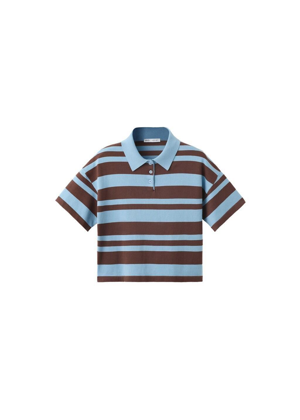 Blue Lt Pastel Striped Cotton Polo Shirt, Light-Pastel Blue, large image number 4