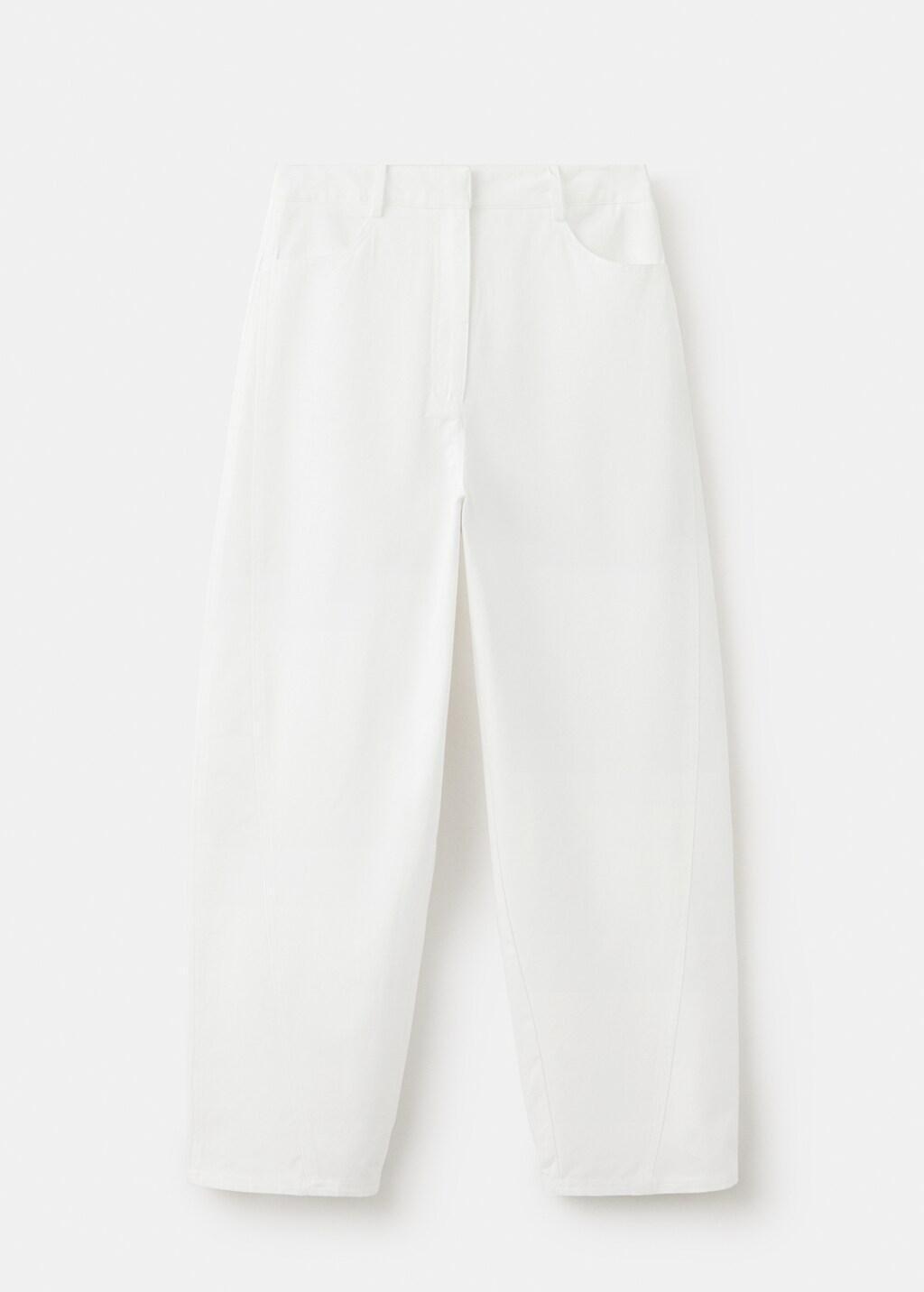 White High-Waisted Balloon Trousers, White, medium