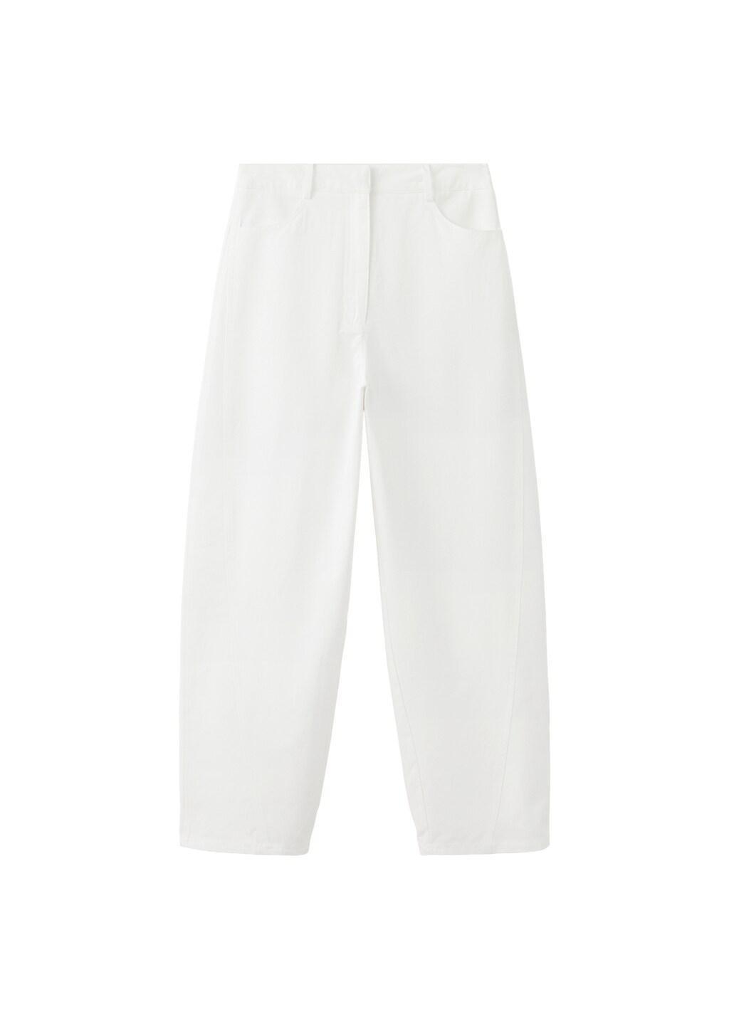 White High-Waisted Balloon Trousers, White, large image number 3