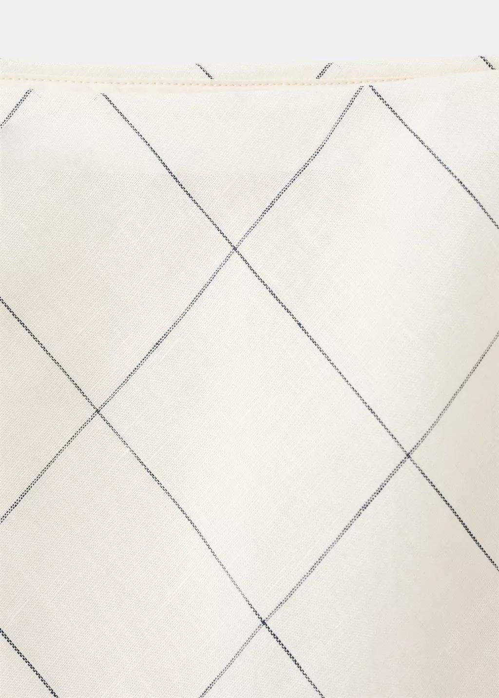 White Linen Checked Skirt, White, large image number 1