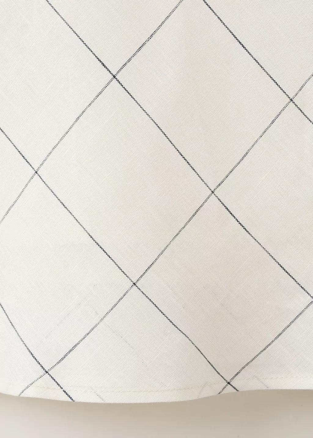 White Linen Checked Skirt, White, large image number 2
