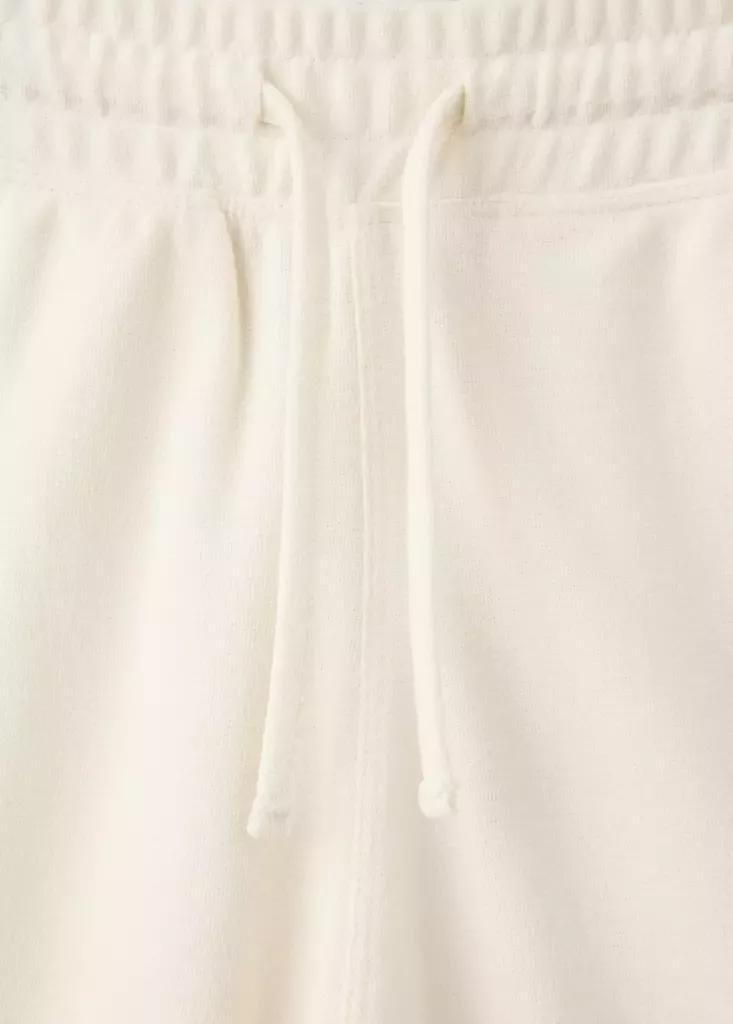 White Textured Cotton Blend Bermuda Shorts With Drawstring, White, large image number 6