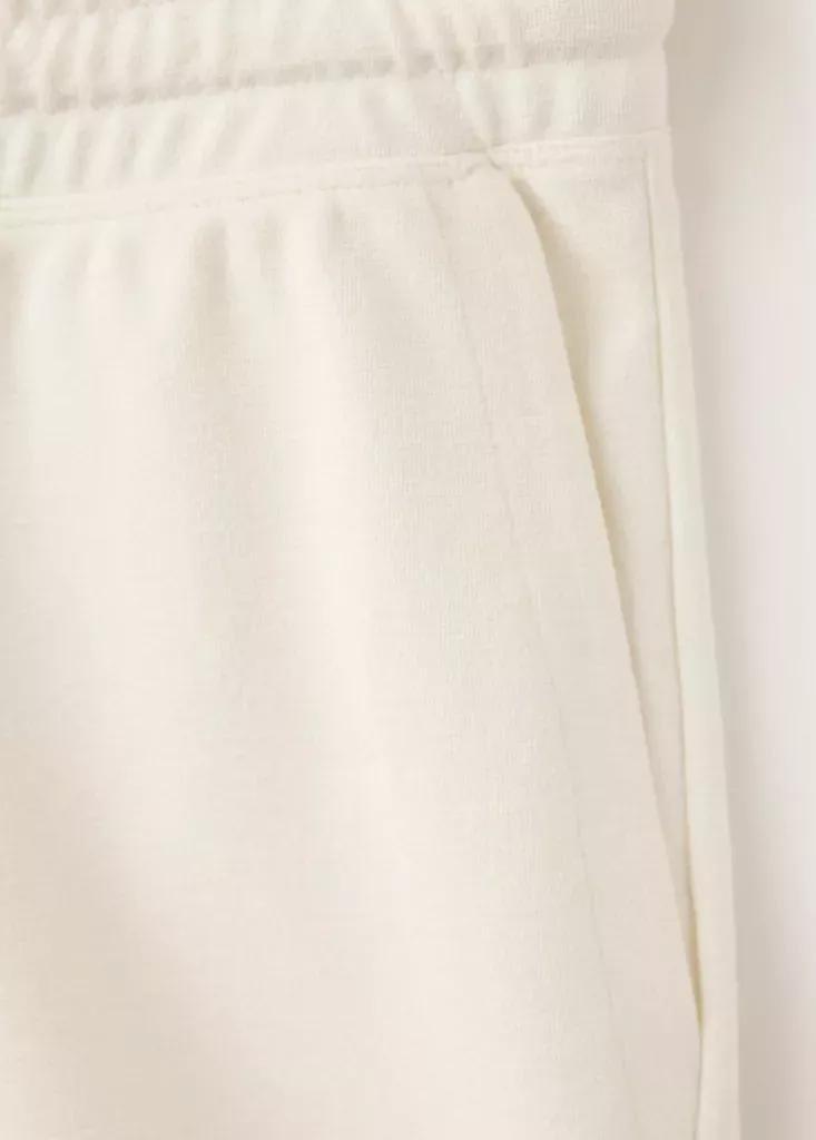 White Textured Cotton Blend Bermuda Shorts With Drawstring, White, large image number 7