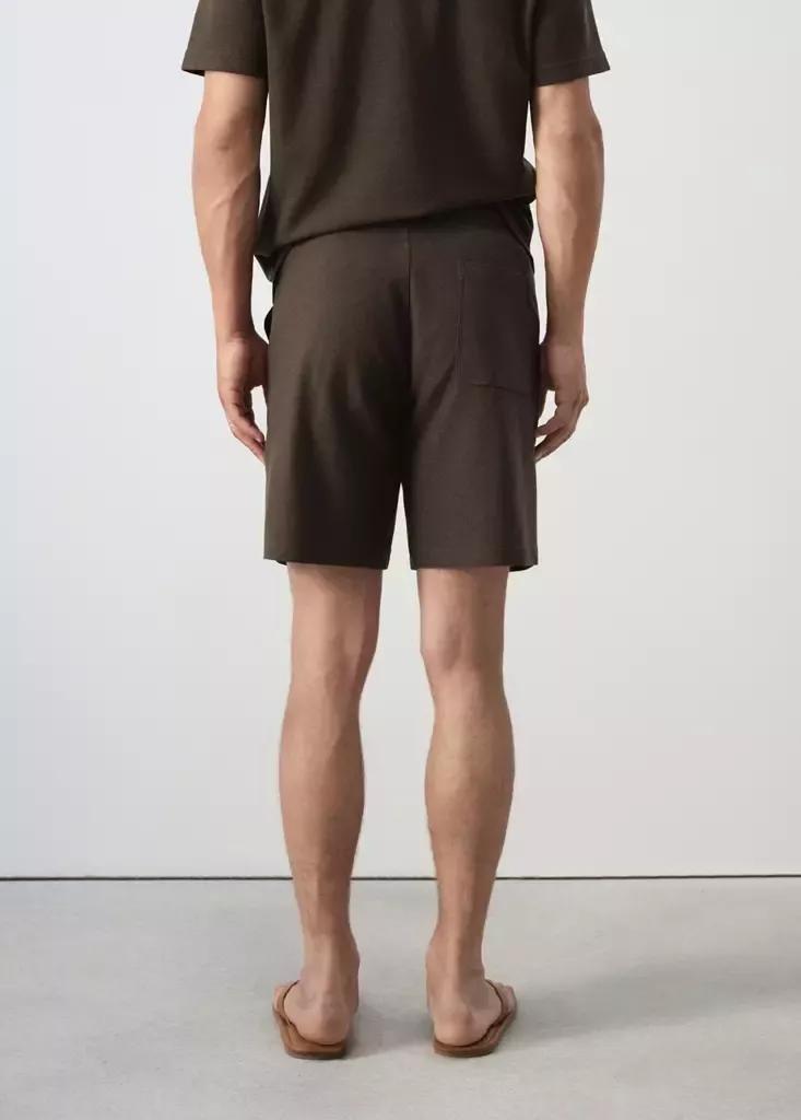 BROWN Textured cotton blend Bermuda shorts with drawstring, Men, Brown, large image number 2