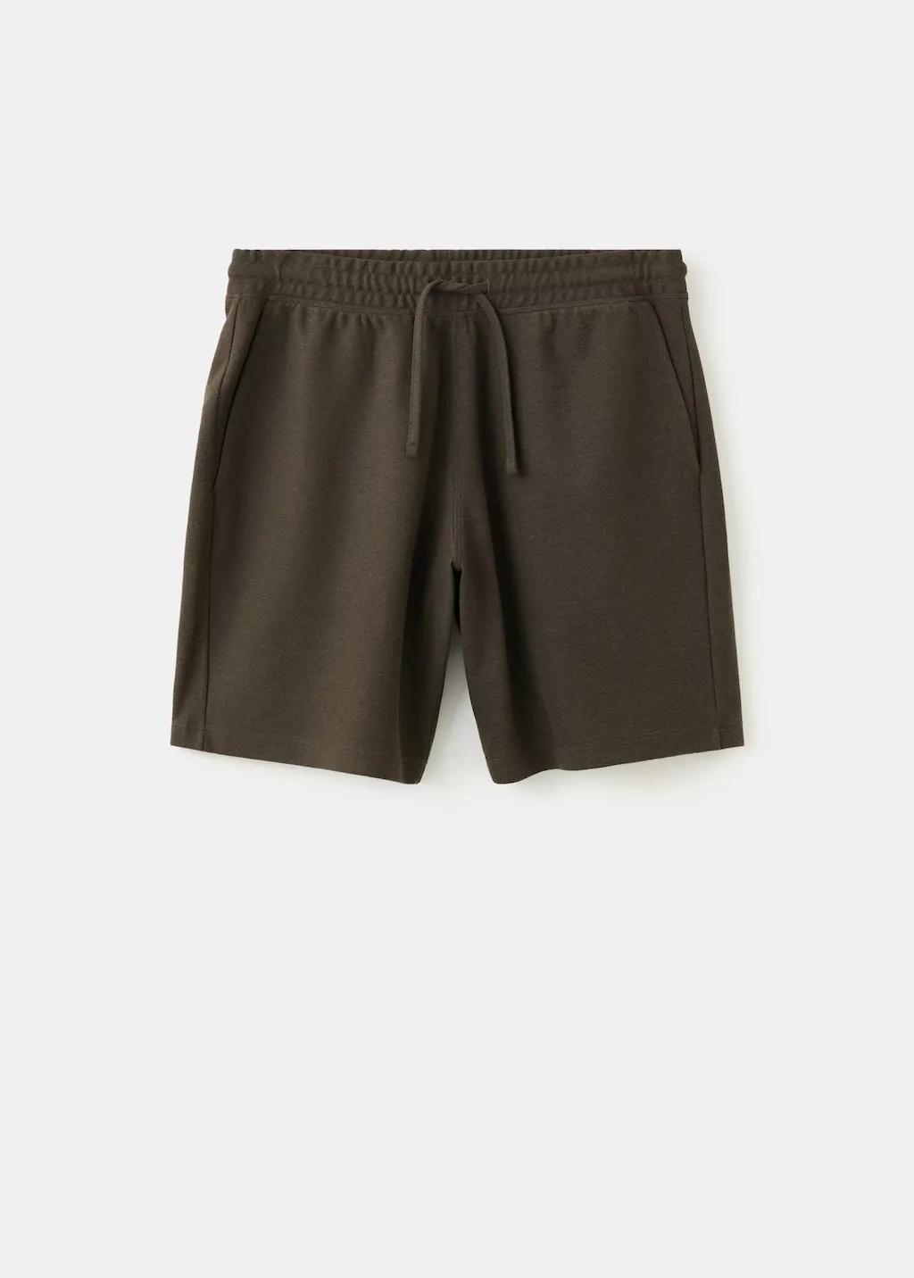 BROWN Textured cotton blend Bermuda shorts with drawstring, Men, Brown, large image number 4