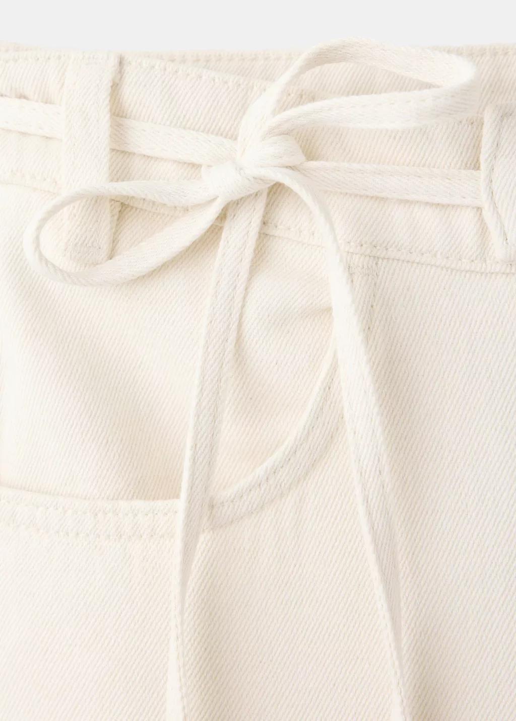 Cream Low-Rise Tie Jeans, Light Beige, medium