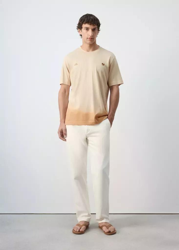Beige 100% Cotton Printed T-Shirt, Light Beige, large image number 0
