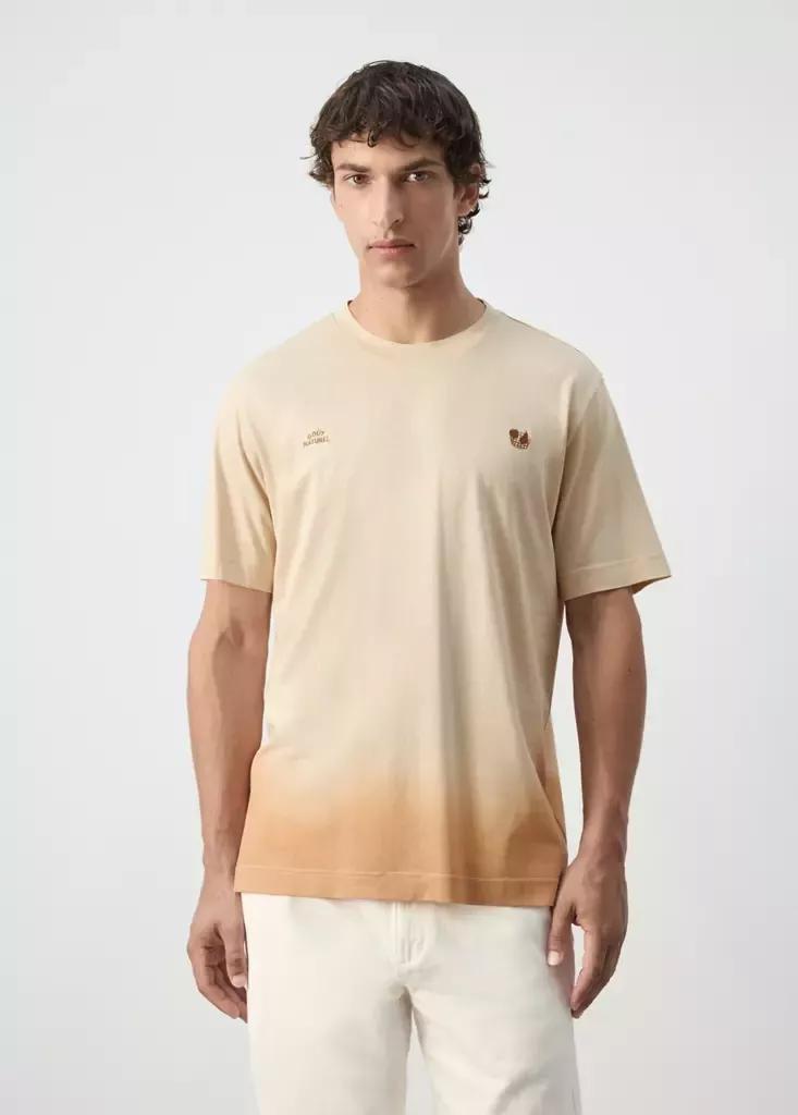 Beige 100% Cotton Printed T-Shirt, Light Beige, large image number 1