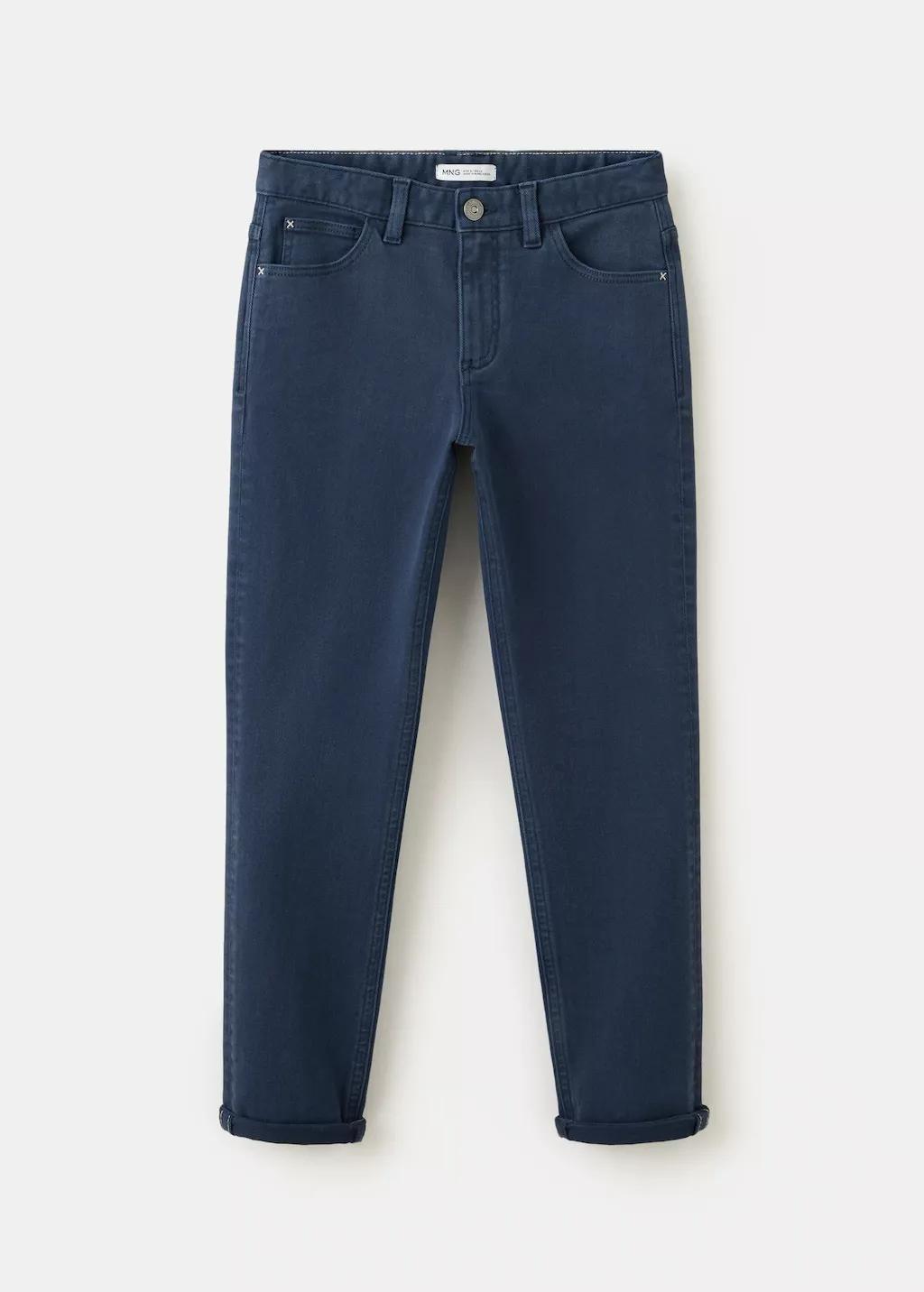 Navy Cotton Jeans With Rolled-Up Hems, Kids Boy, Navy, large image number 0