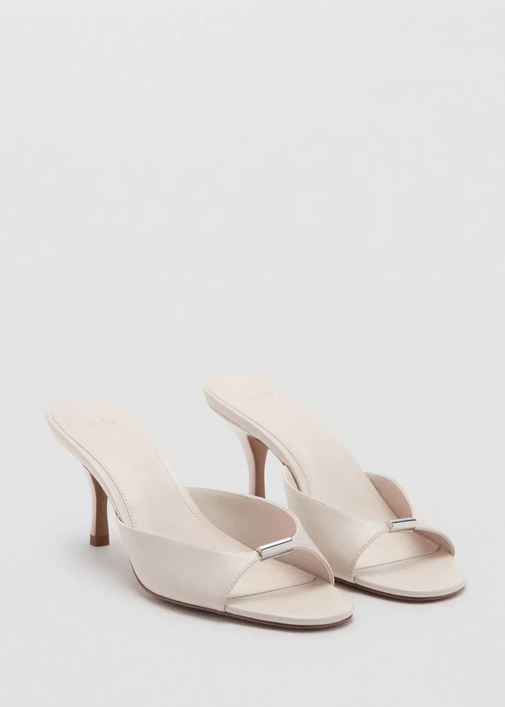 Beige Heeled Sandals With Metallic Detail, Light Beige, large image number 0