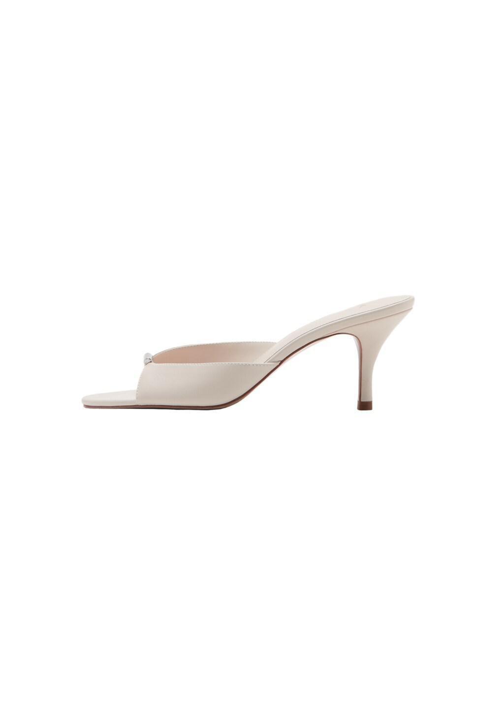 Beige Heeled Sandals With Metallic Detail, Light Beige, large image number 2