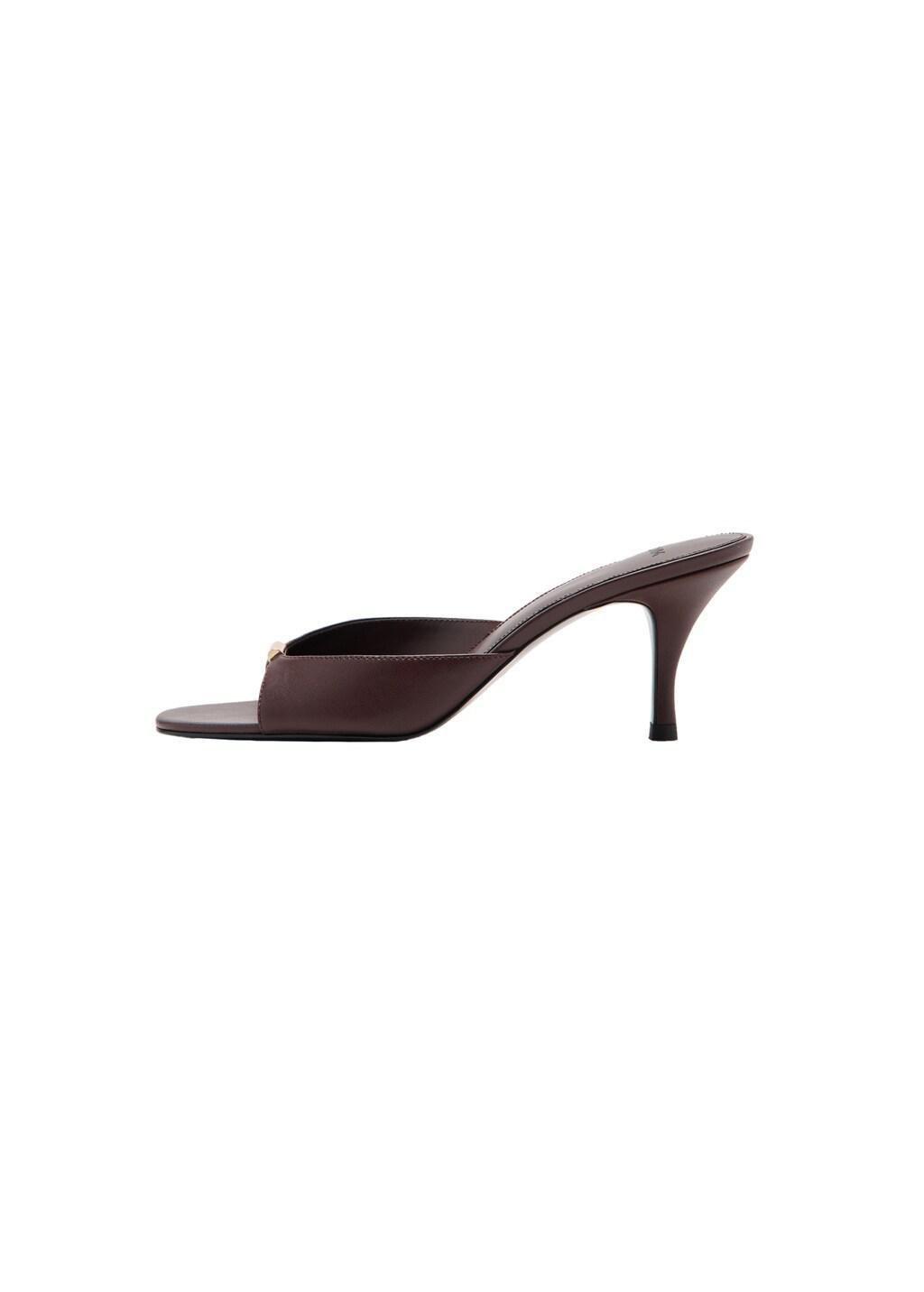 Red Heeled Sandals With Metallic Detail, Dark Red, large image number 2