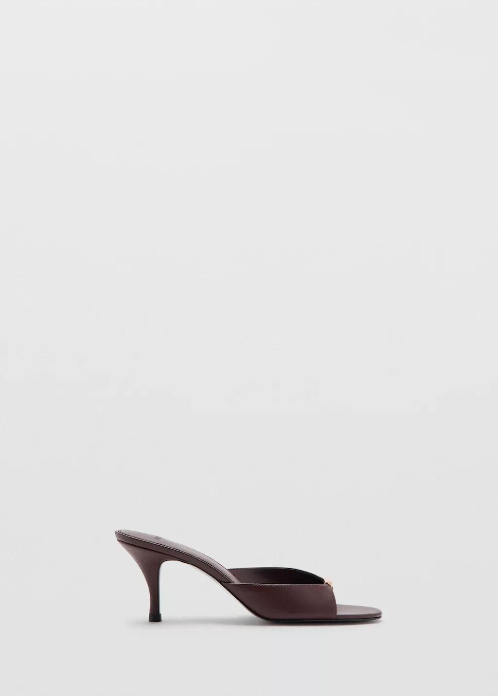 Red Heeled Sandals With Metallic Detail, Dark Red, large image number 3