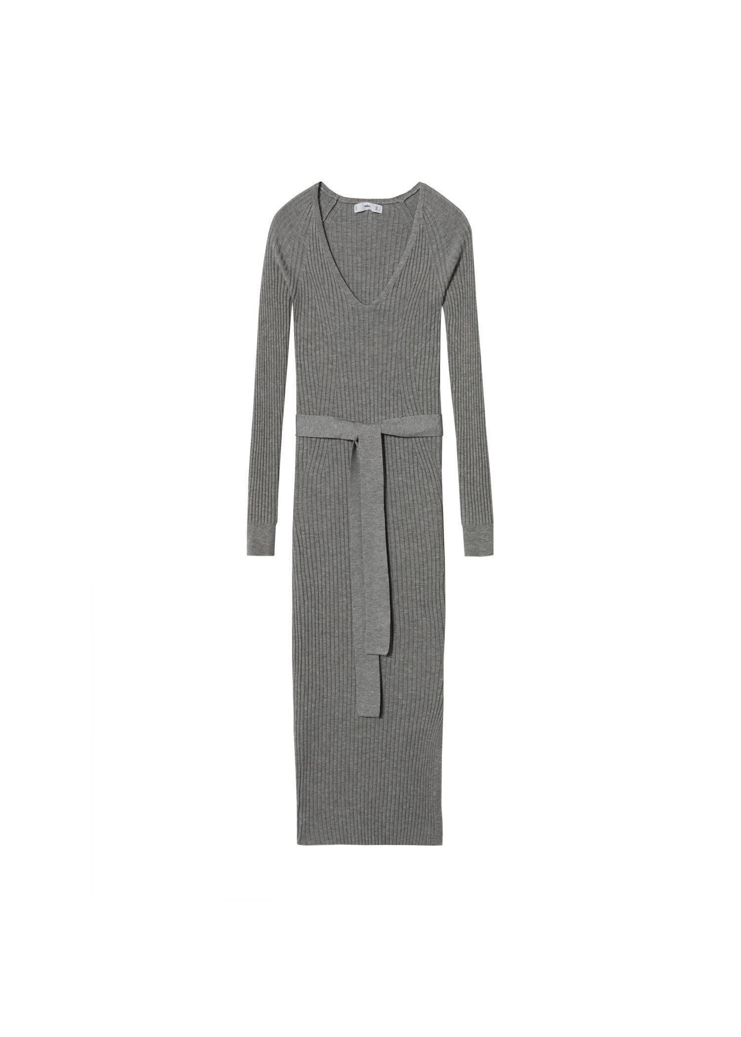 medium grey Bow knitted dress, , large image number 6