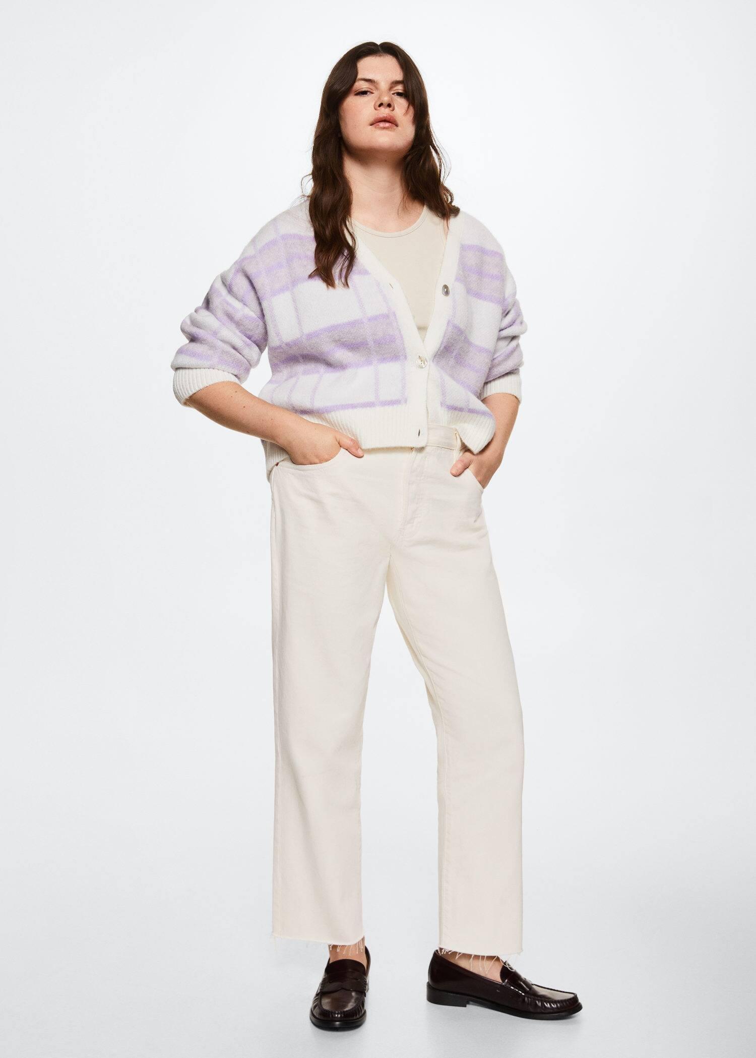 Purple Lt-Pastel Check Knitted Cardigan, , large image number 4