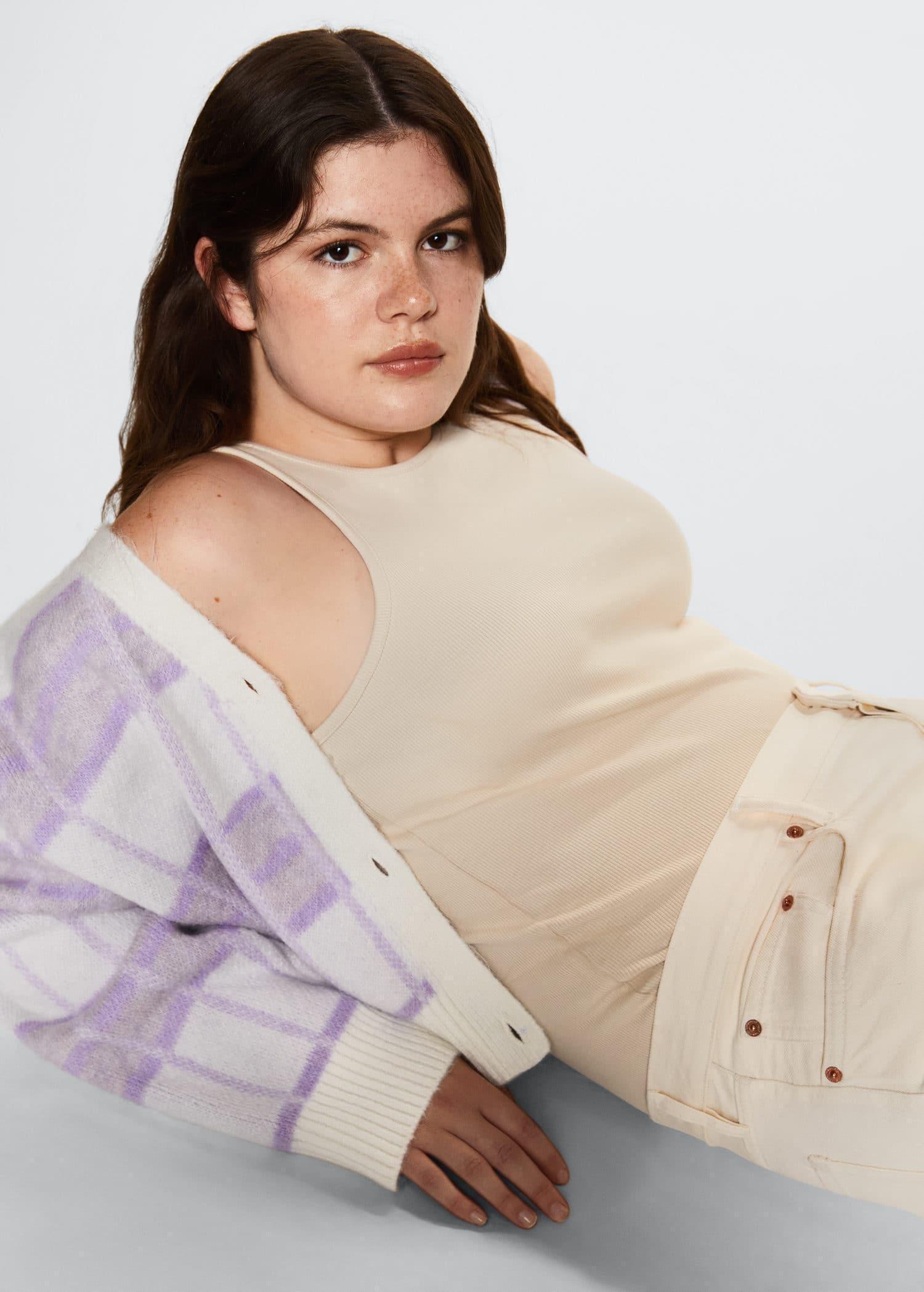 Purple Lt-Pastel Check Knitted Cardigan, , large image number 6