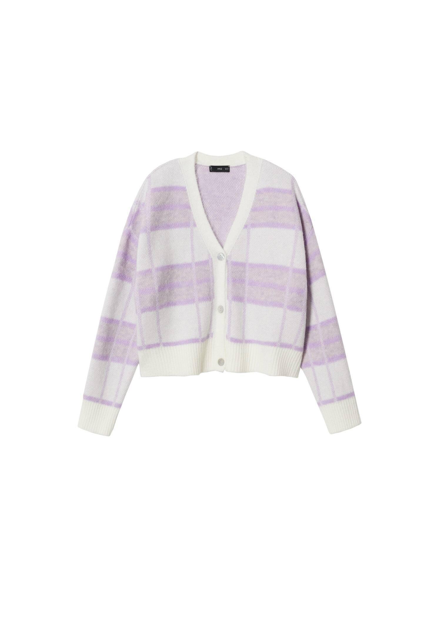 Purple Lt-Pastel Check Knitted Cardigan, , large image number 8