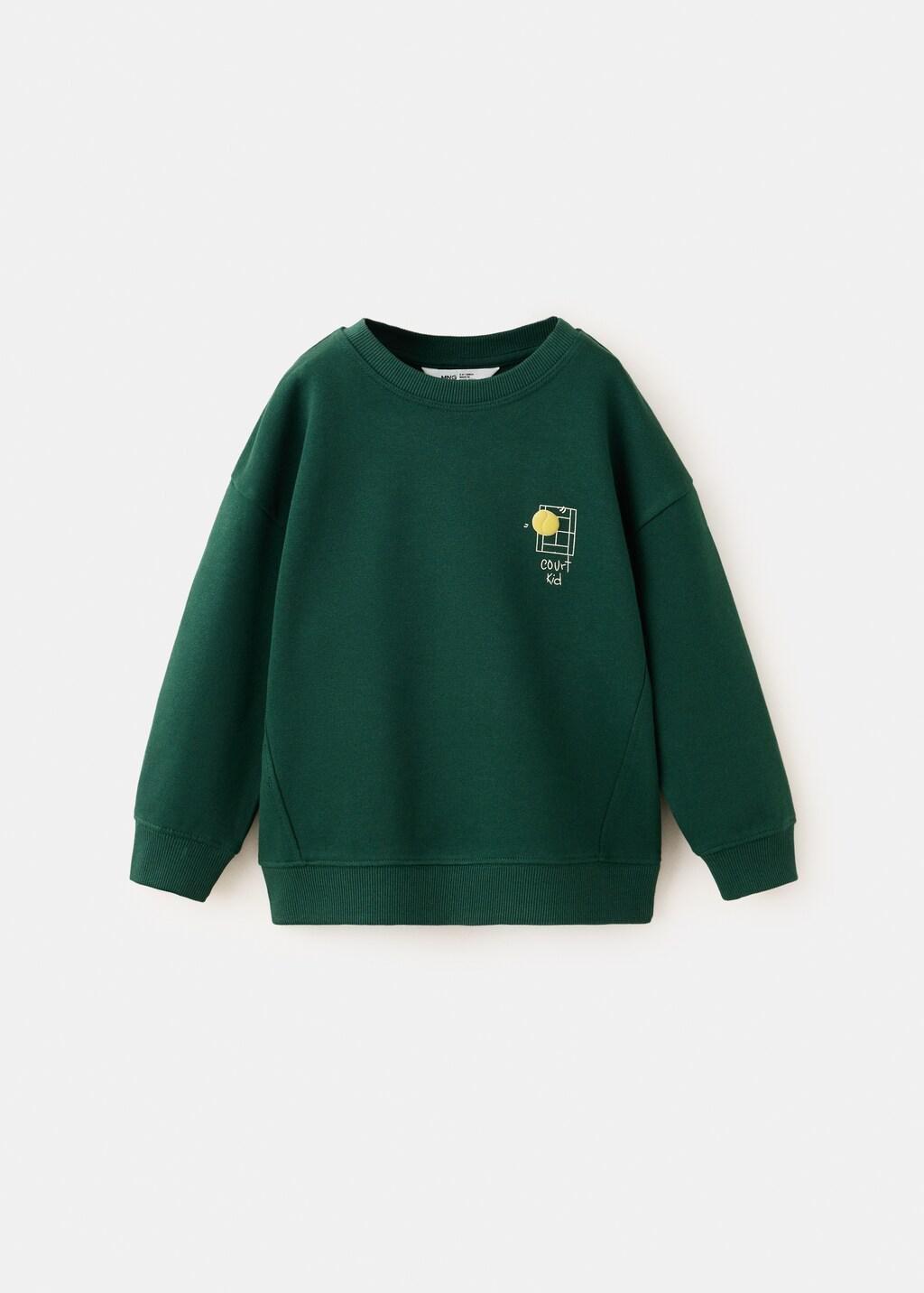 DARK GREEN 100% cotton sweatshirt with trainers design, Baby Boy, Dark Green, medium