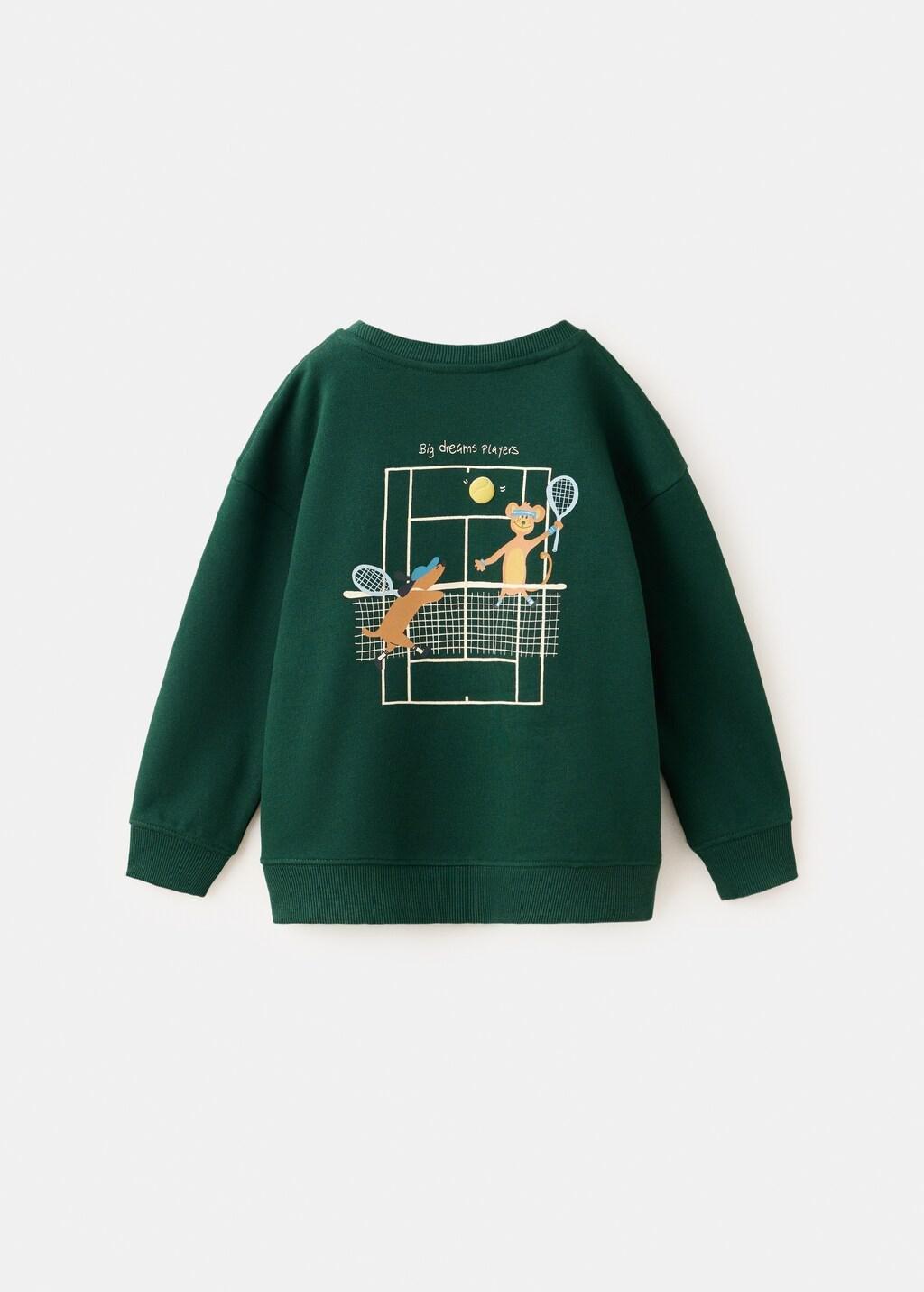 DARK GREEN 100% cotton sweatshirt with trainers design, Baby Boy, Dark Green, medium