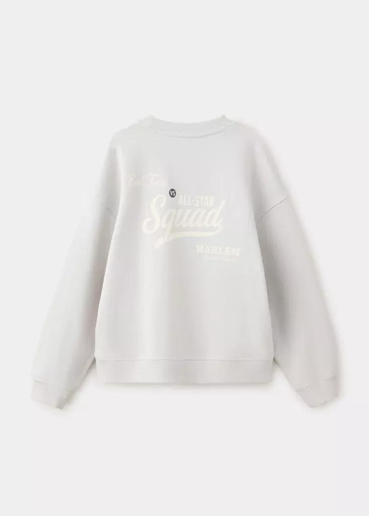 White Oversized Printed Sweatshirt, Kids Boys, Natural White, medium