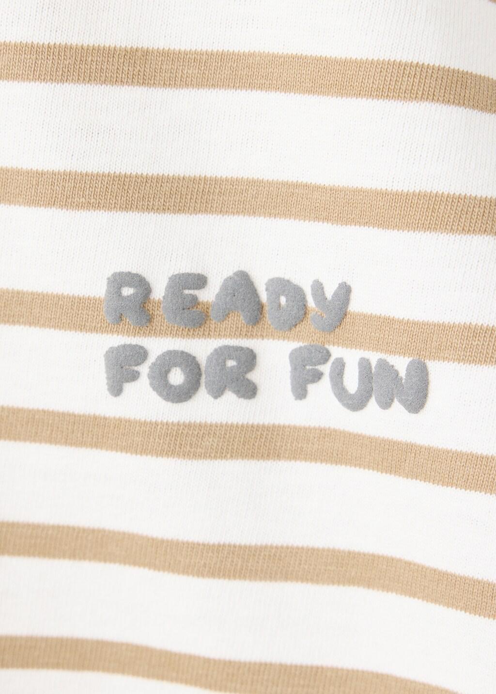 White 100% Cotton Striped T-Shirt, Baby Boy, Natural White, large image number 1