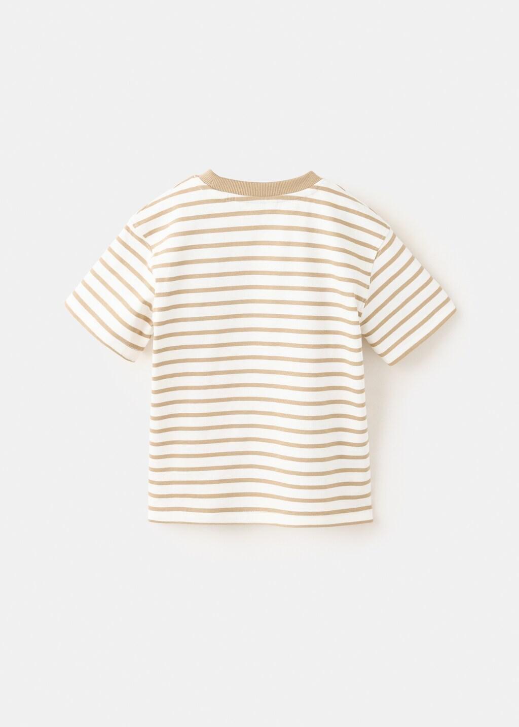 White 100% Cotton Striped T-Shirt, Baby Boy, Natural White, large image number 2
