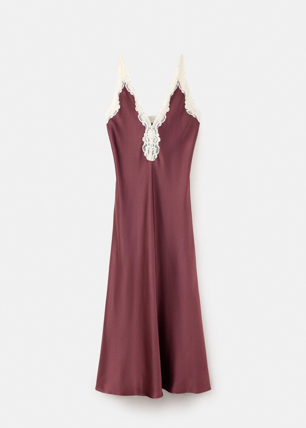 RED Satin lace dress, Dark Red, large image number 5